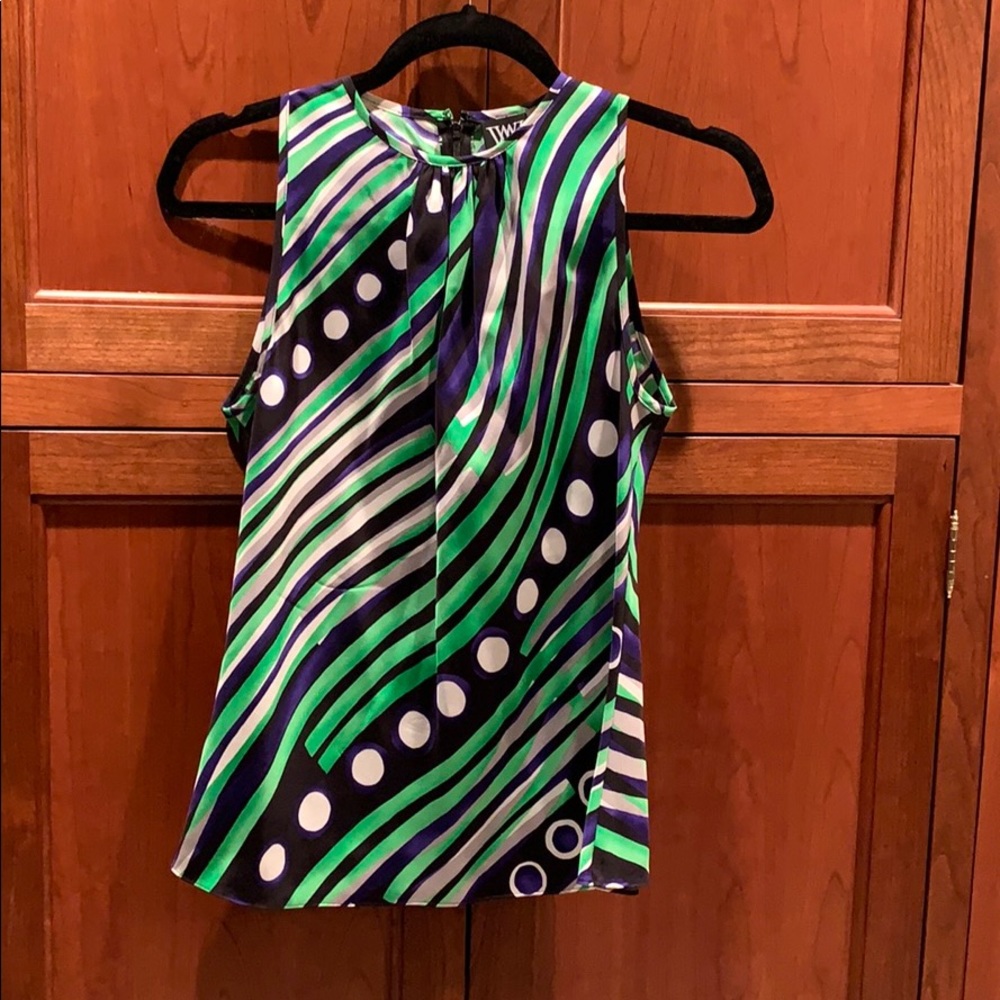 Multi colored silk sleeveless top